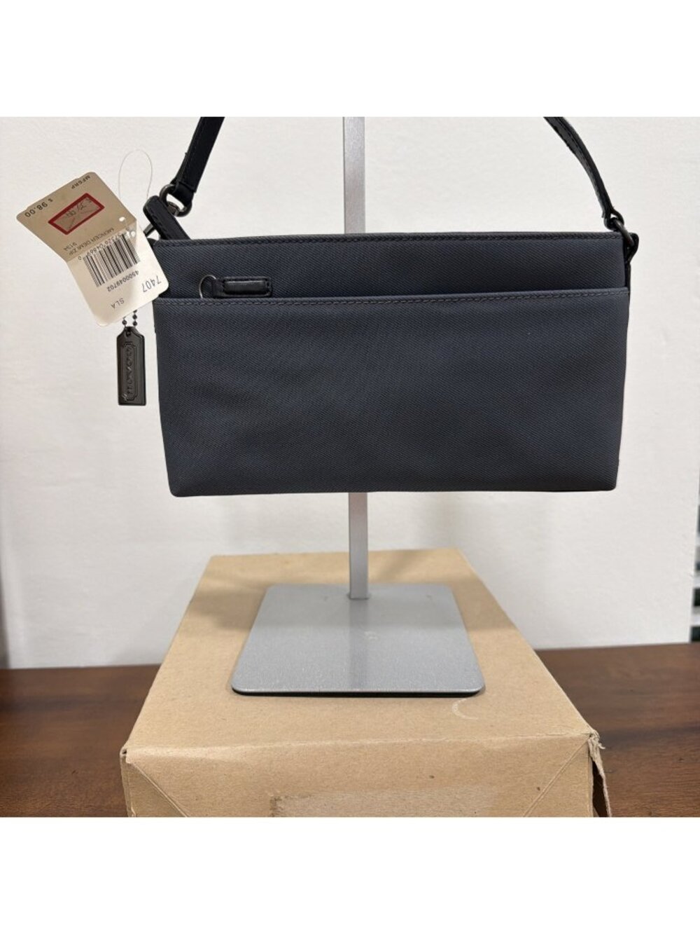 Coach Mercer Demi Handbag Convertible to Wristlet Gray Nylon Leather 7407 NIB